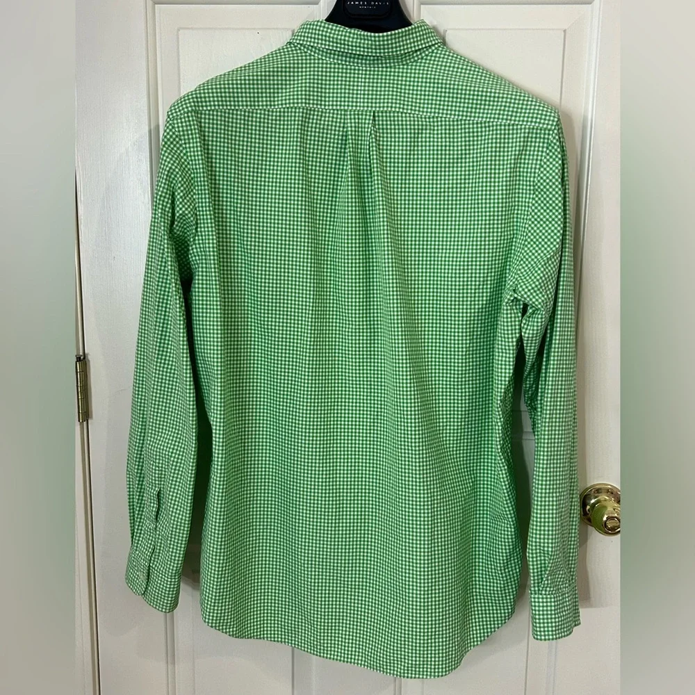 Ralph Lauren Button Down Checkered Long Sleeve Shirt Green Men's XL Orange Pony - Picture 3 of 7